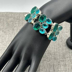 Sterling silver imitation‎ tourmaline stone bracelet #65